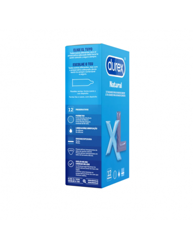 Durex 12 preservativos natural condones XL
